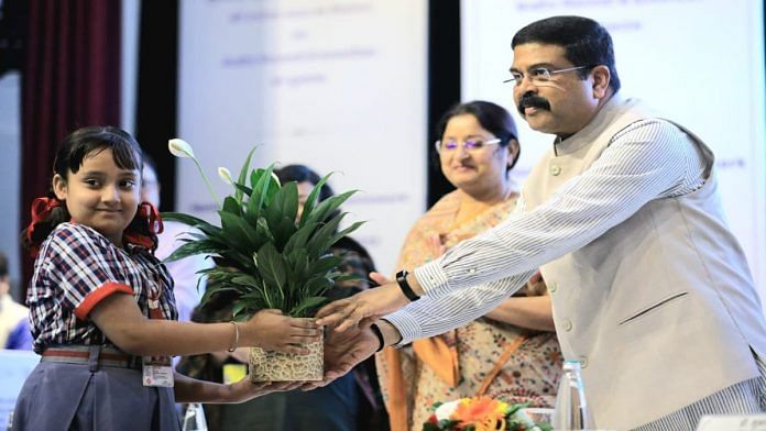 Union Education Minister Dharmendra Pradhan at the launch of the National Curriculum Framework for Foundational Stage Thursday | Credit: Twitter/@dpradhanbjp