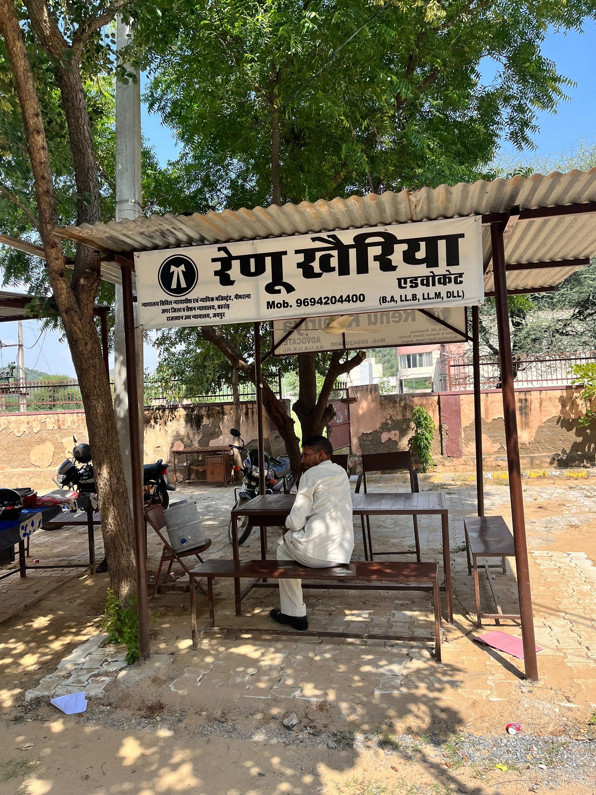 Tin shed chamber of the lone female advocate in Neemrana Gram Nyayalaya, Alwar | Jyoti Yadav