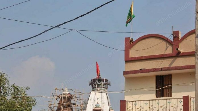 Hussaini Chowk in Undhela has one temple, and a second one, which will face the mosque, is under construction | Praveen Jain | ThePrint