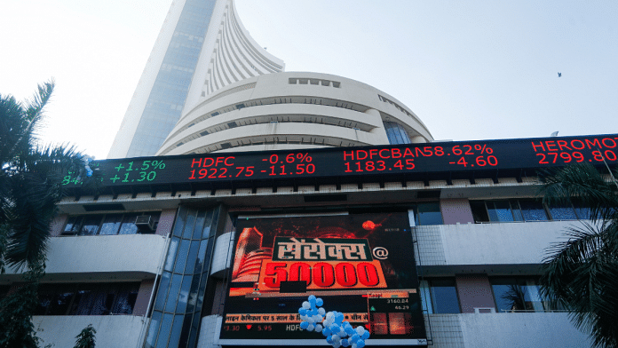 A general view of the Bombay Stock Exchange (BSE), after Sensex surpassed the 50,000 level for the first time, in Mumbai, India, January 2021 . Reuters/Francis Mascarenhas