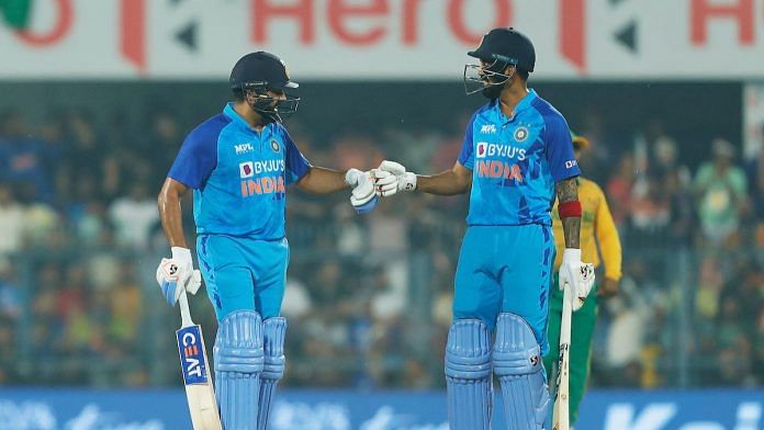 Rohit Sharma (left) and KL Rahul (right) at India Vs South Africa 2nd T20 cricket match in Guwahati, Assam | Twitter/@BCCI