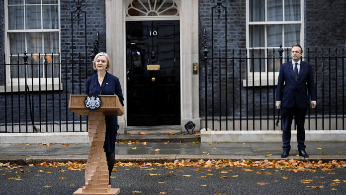British Prime Minister Liz Truss gives statement outside Number 10 Downing Street, London, Britain | REUTERS/Toby Melville