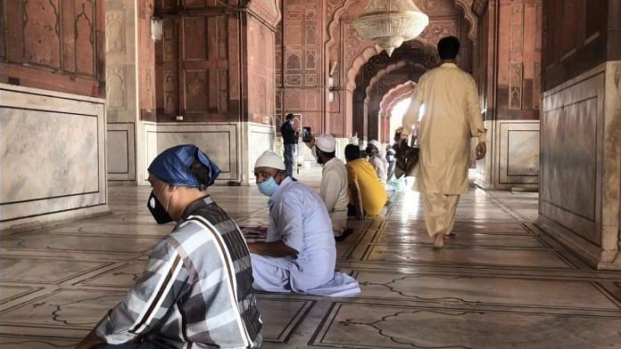 Representational image of people offering namaz at Jama Masjid in Old Delhi | Taran Deol | ThePrint