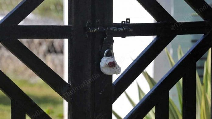 A lock dangling outside Down Town resort | Praveen Jain | ThePrint
