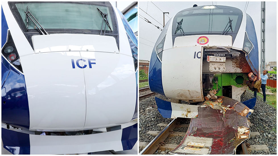 Unfenced tracks, stray cattle — why nose cone covers were designed to  shield Vande Bharat trains