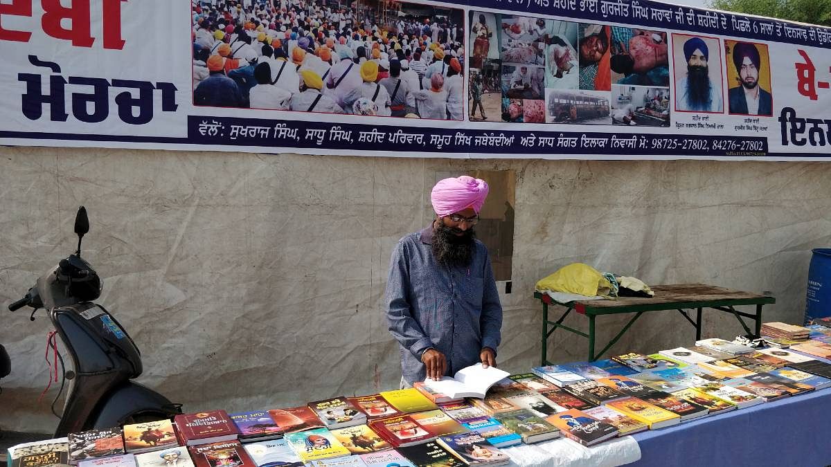 Books being sold at the protest site | Photo: Sonal Matharu | ThePrint