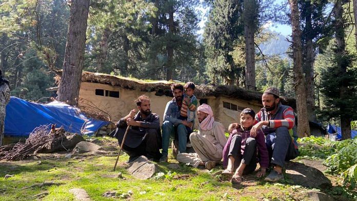Residents of a Gujjar settlement in Pahalgam's Mamal area. The homes here do not have electricity, running water, or toilets | Credit: Ananya Bhardwaj 