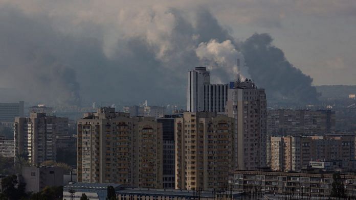 Smoke rises over the city after a Russian missile strike in Kyiv, Ukraine, on 10 October 2022 | Reuters/Yaroslav Debelyi