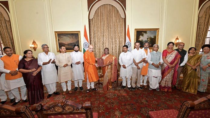 Union Home Minister Amit Shah presented the 11th report of the Committee of Parliament on Official Language to President Droupadi Murmu on 9 September | Twitter / @rashtrapatibhvn