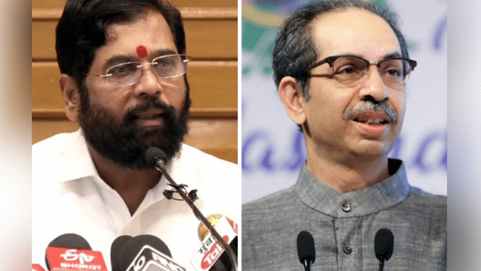 Maharashtra Chief Minister Eknath Shinde (left) and Shiv Sena chief Uddhav Thackeray | ANI File Photo