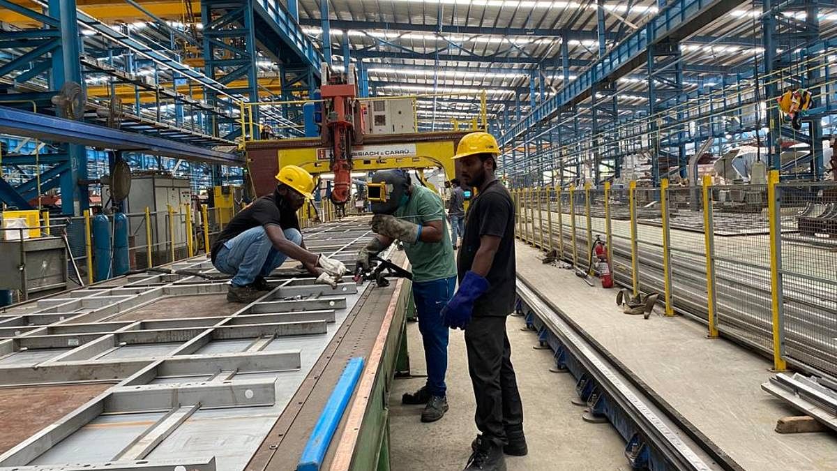 Workers at the ICF shop floor where the Vande Bharat trains are made | Photo: Moushumi Das Gupta | ThePrint