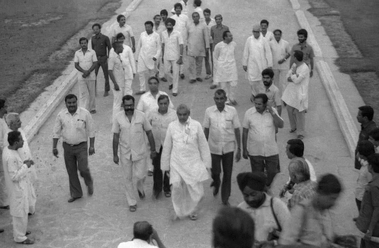 Former PM Atal Bihari Vajpayee and L.K. Advani outside Rashtrapati Bhawan in 1984 | Photo: Praveen Jain | ThePrint