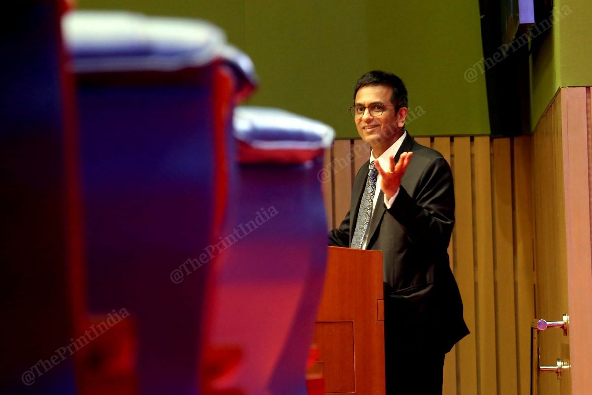 CJI Chandrachud addressing lawyers, judges| Photo: Praveen Jain | ThePrint