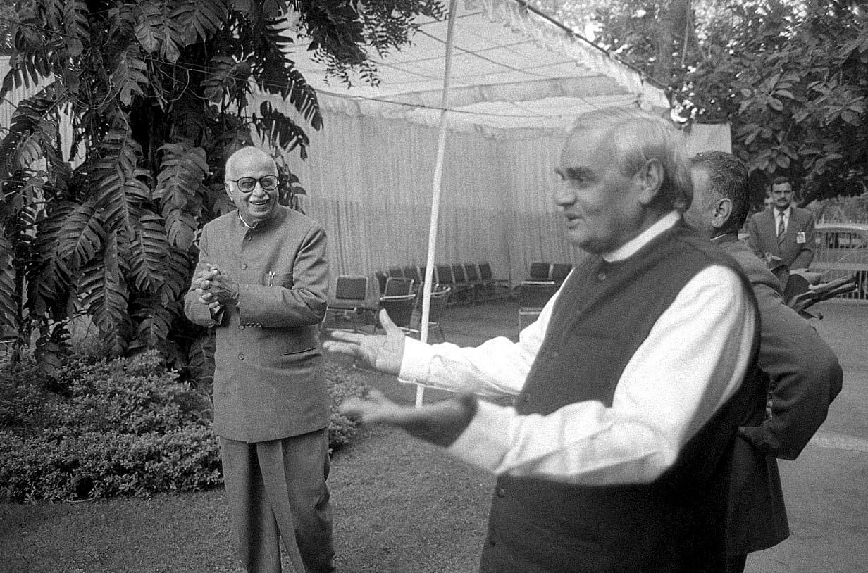 L.K. Advani and Atal Bihari Vajpayee at Advani's house, the then PM his house for gol guppas | Photo: Praveen Jain | ThePrint