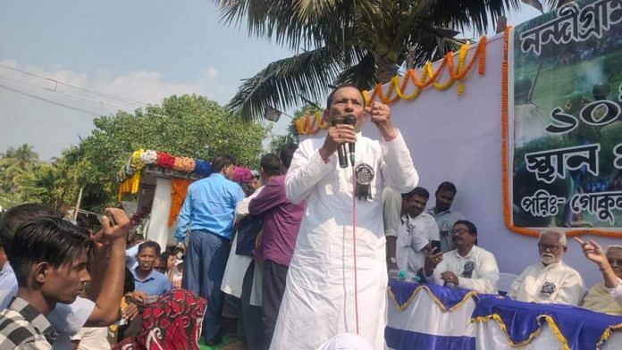 TMC minister Akhil Giri at a Trinamool rally in Nandigram | Twitter | @AkhilGiriAITC