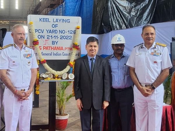 Coast Guard chief lays keel for 2 new pollution control vessels at Goa Shipyard