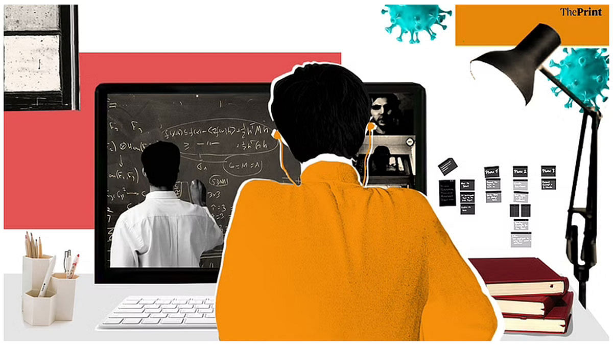 Pandemic online education Illustration by Soham Sen | ThePrint