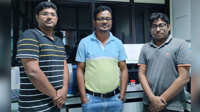 (In the middle) Dr. Sukhendu Mandal along with Sourav Biswas (Left) and Mr. Anish Kumar Das (Right) | IISER Thiruvananthapuram