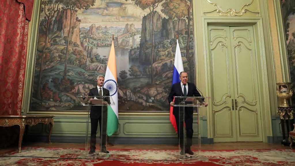 File photo of Russian Foreign Minister Sergei Lavrov and his Indian counterpart Subrahmanyam Jaishankar | Maxim Shipenkov/Pool via Reuters