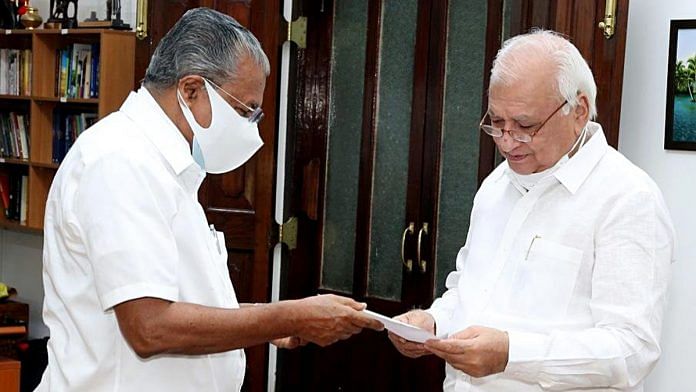 Kerala CM Pinarayi Vijayan and Governor Arif Mohammed Khan | ANI file photo