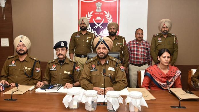 File photo of senior police officers briefing media about the paper leak of the naib tehsildar recruitment exam | Twitter | @PunjabPoliceInd