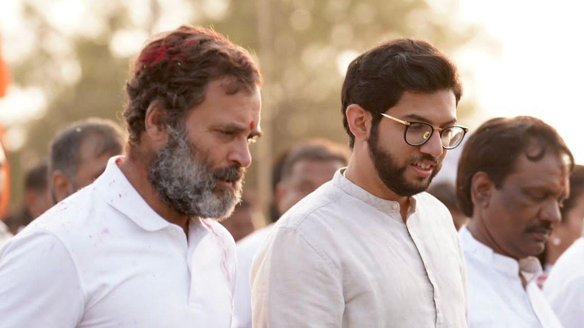 Rahul aaditya Rahul Gandhi and Aaditya Thackeray at the Bharat Jodo Yatra in Hingoli, Maharashtra | By special arrangement