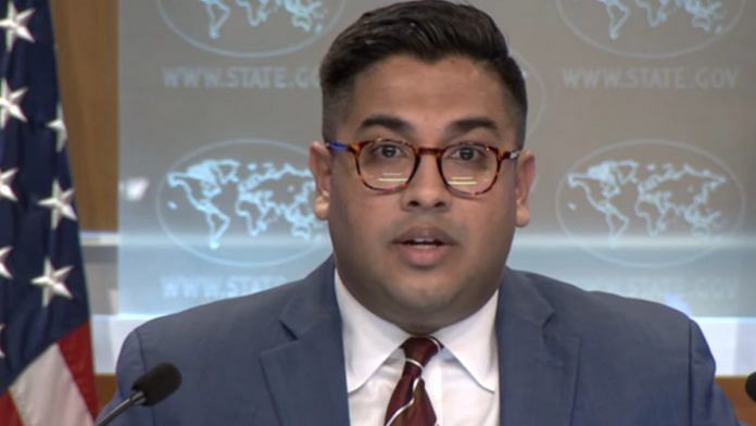 US Department of State spokesperson Vedant Patel addressing press Friday | YouTube @U.S. Department of State