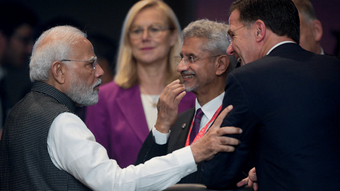 Prime Minister Narendra Modi. Foreign Minister S Jaishankar and Netherlands' Prime Minister Mark Rutte chat at the opening of the G20 Summit in Nusa Dua on the Indonesian resort island of Bali on 15 November, 2022. Bay Ismoyo/Pool via Reuters
