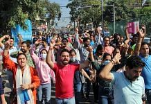 File photo of Kashmiri Pandits protesting against the killing of Puran Krishan Bhat, a Kashmiri Pandit in Shopian, in Jammu, 15 October, 2022 | ANI