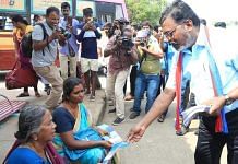 VCK founder Thol. Thirumavalavan distributes copies of Manusmriti to people on Sunday | Twitter | @thirumaofficial
