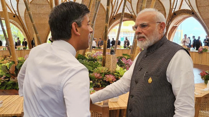 Prime Minister Narendra Modi met UK's Rushi Sunak on the sidelines of the G20 summit | Photo: Twitter/@PMOIndia