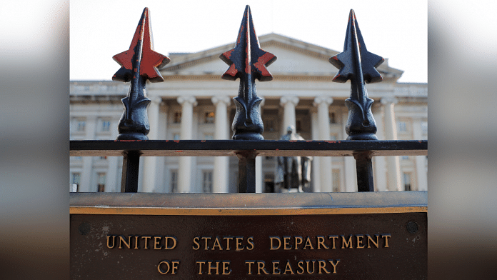 A sign marks the US Treasury Department in Washington, US | Reuters File Photo/Brian Snyder
