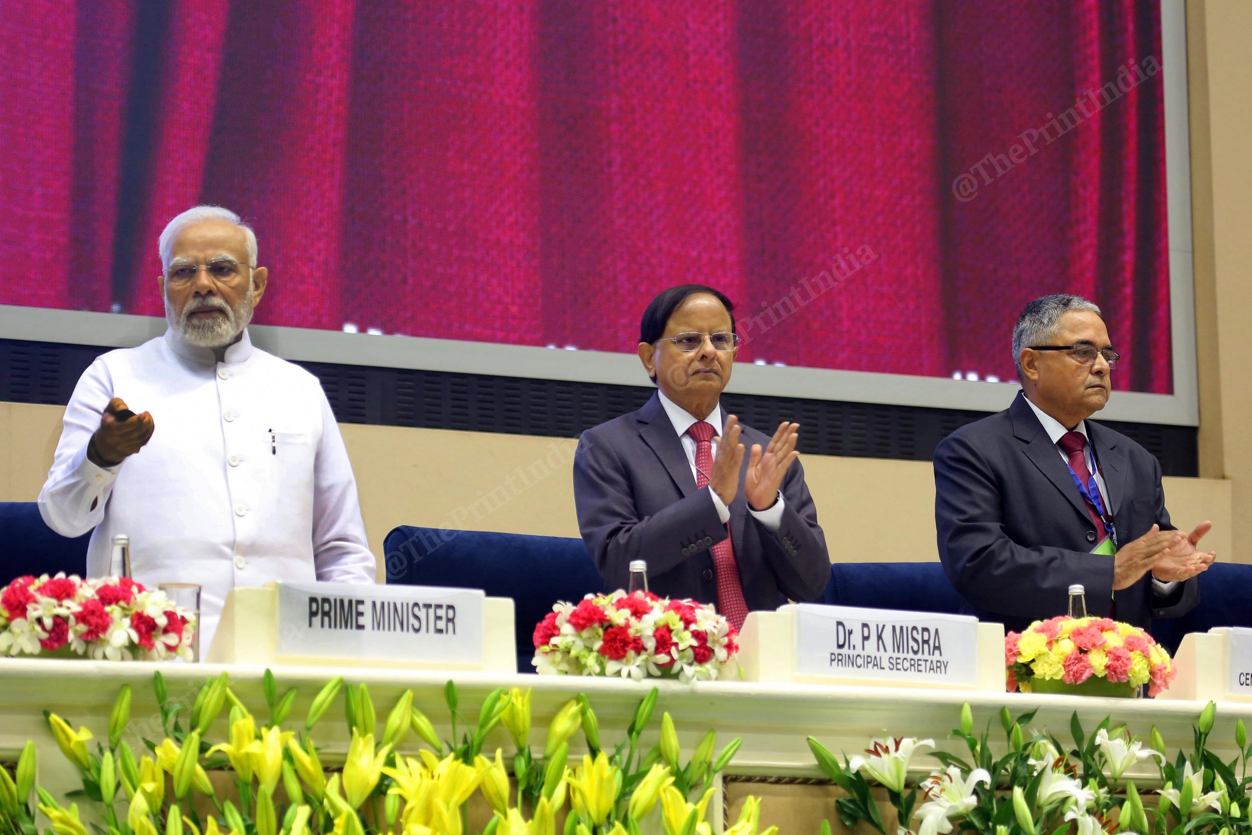 PM Modi, Principal Secretary P.K Mishra, and Central Vigilance Commisioner Suresh N Patel launch the Complaint Management System portal of Central Vigilance Commission during Vigilance Awareness Week 2022 | Photo: Praveen Jain | ThePrint