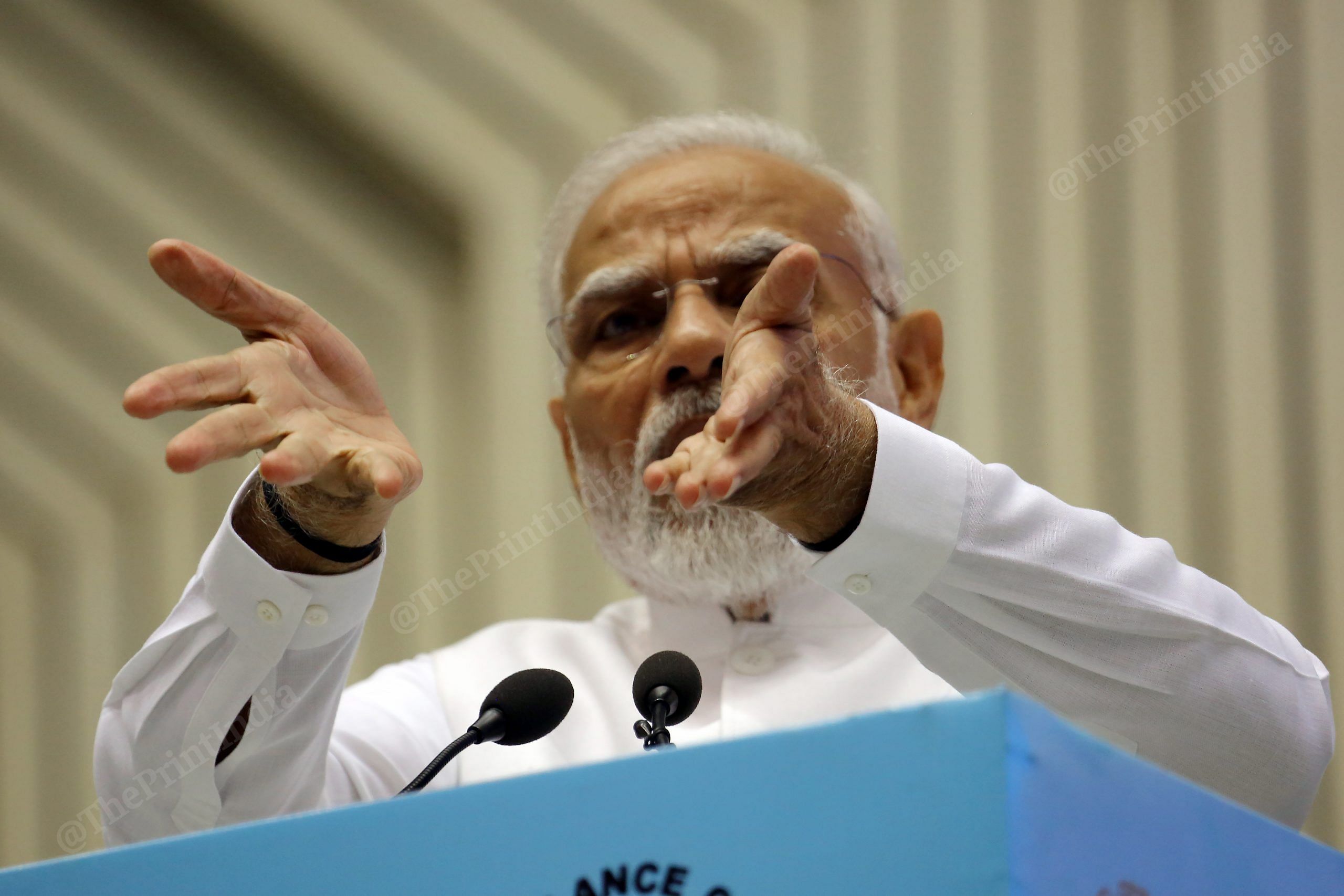 Prime Minister Narendra Modi addresses the audience at the launch of the Complaint Management System portal of Central Vigilance Commission | Photo: Praveen Jain | ThePrint