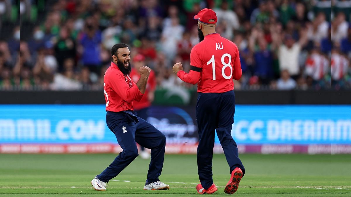 Pakistan lose their captain as Adil Rashid picks up the big wicket of Babar Azam |Twitter/@ICC