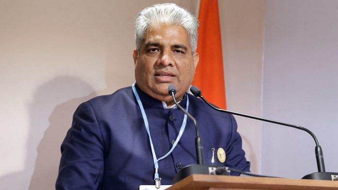 Environment Minister Bhupender Yadav speaks during the COP27 climate summit in Sharm el-Sheikh, Egypt, on 14 November 2022 | Reuters/Mohamed Abd El Ghany