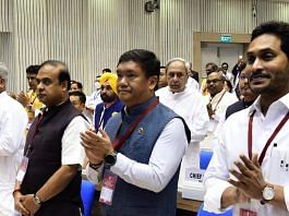 Y.S. Jagan Mohan Reddy, Pema Khandu, Himanta Biswa Sarma, and other chief ministers of various States at the Joint Conference of CMs of the States and Chief Justices of High Courts, at Vigyan Bhawan in New Delhi | ANI