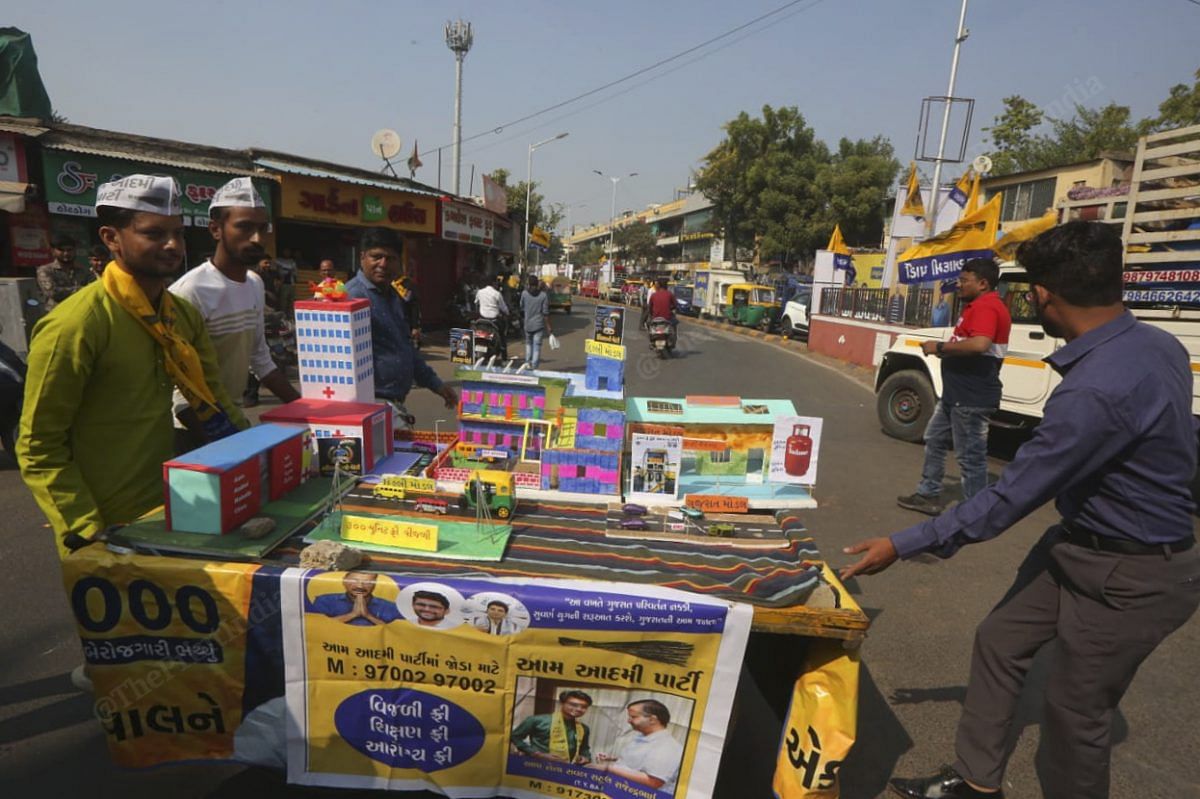 A make-shift tableau showing AAP's vision of development | Photo: Praveen Jain | ThePrint