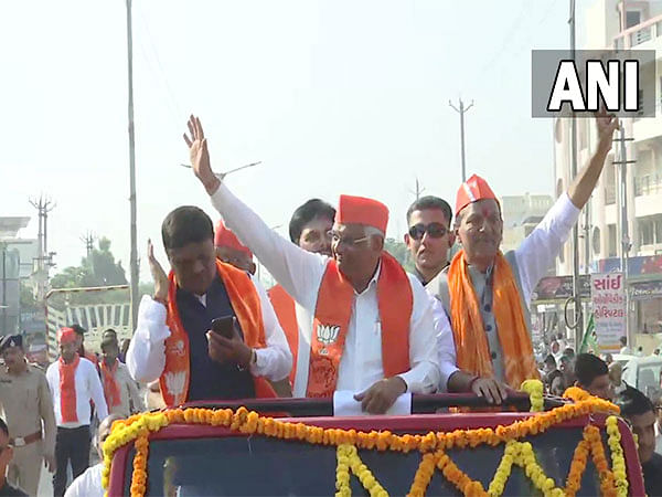 Gujarat CM Bhupendra Patel holds roadshow in Mehsana for phase-2 of poll campaign