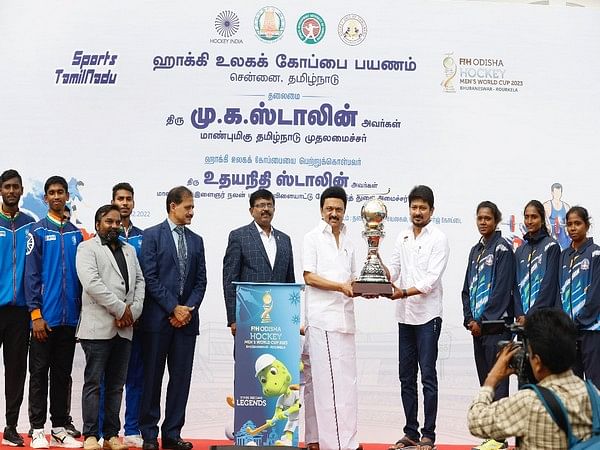 Tamil Nadu CM MK Stalin receives Hockey World Cup 2023 Trophy in Chennai