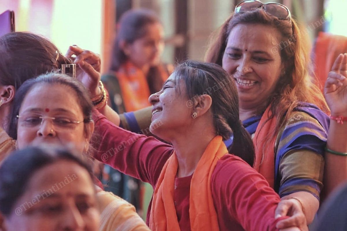 Women BJP workers celebrate | Photo: Praveen Jain | ThePrint