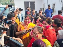BJP workers and supporters celebrate Kudhani bypoll win at party office in Patna on Thursday | Twitter | @BJP4Bihar