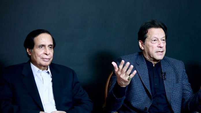 File photo of ex-Punjab province chief minister Chaudhry Pervaiz Elahi (Left) with former Pakistan prime minister Imran Khan