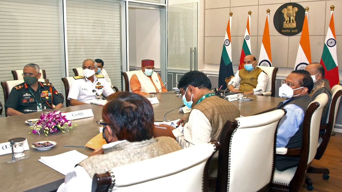 File photo of Defence Minister Rajnath Singh holding a meet with Defence Acquisition Council (DAC), in New Delhi. | ANI