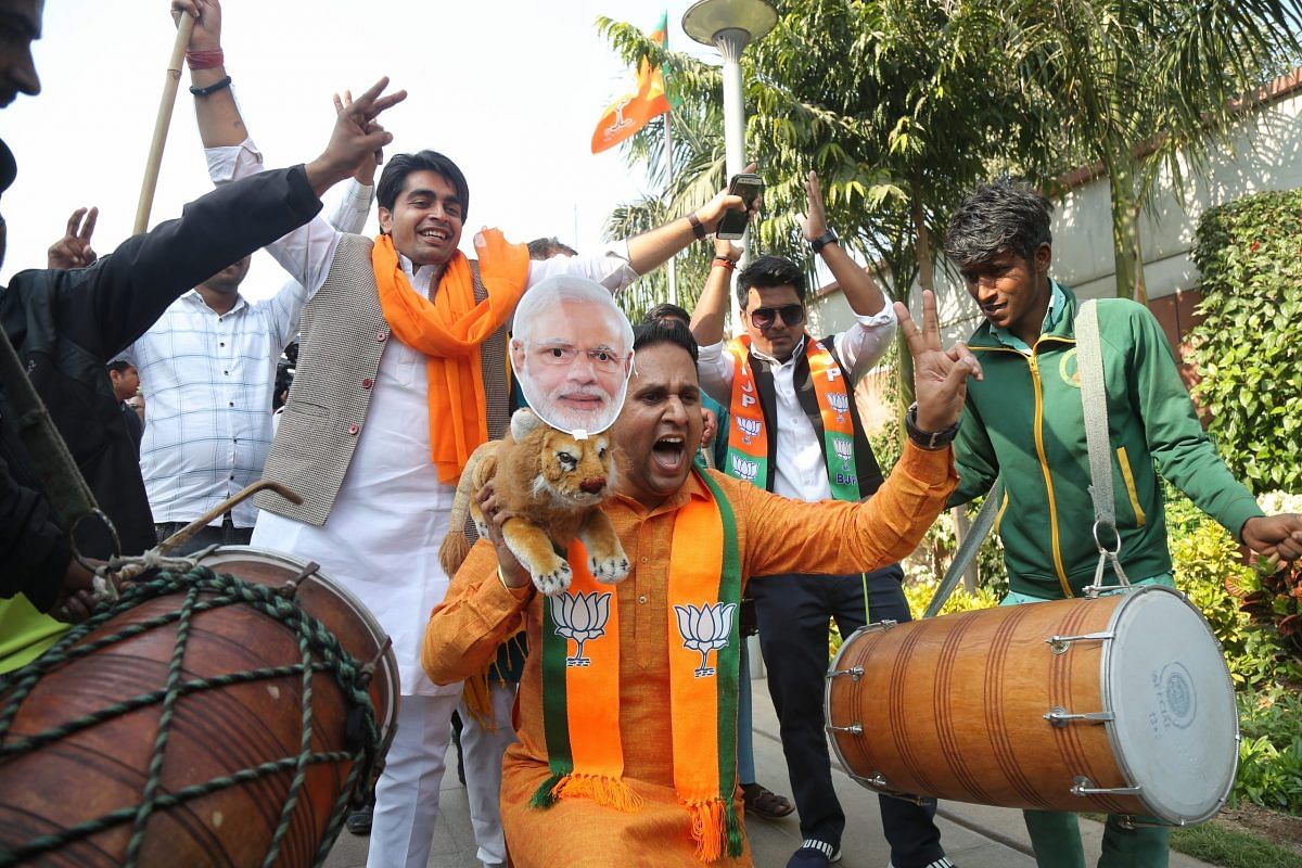 Celebrations at the BJP headquarters in New Delhi | Photo: Suraj Singh Bisht | ThePrint