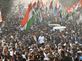 Rahul Gandhi in the Bharat Jodo Yatra in Delhi | Suraj Singh Bisht/ThePrint