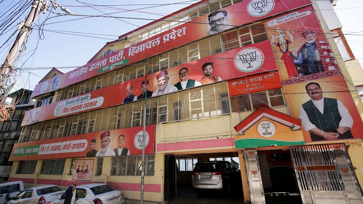 Deserted view of BJP office in Shimla post declaration of results Friday | ANI