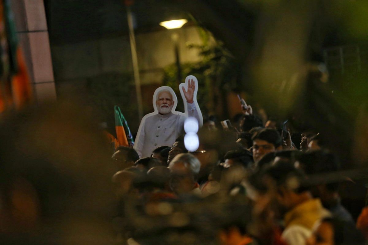 A cutout of Modi at Thursday's celebration | Photo: Manisha Mondal | ThePrint