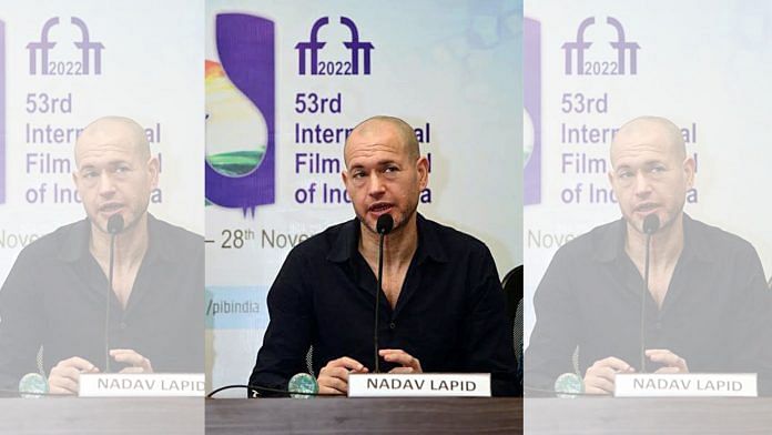 International Film Festival of India (IFFI) jury head Nadav Lapid delivering his remarks on 'The Kashmir Files' at the festival's closing ceremony, near Panaji on 29 November 2022 | Photo: ANI