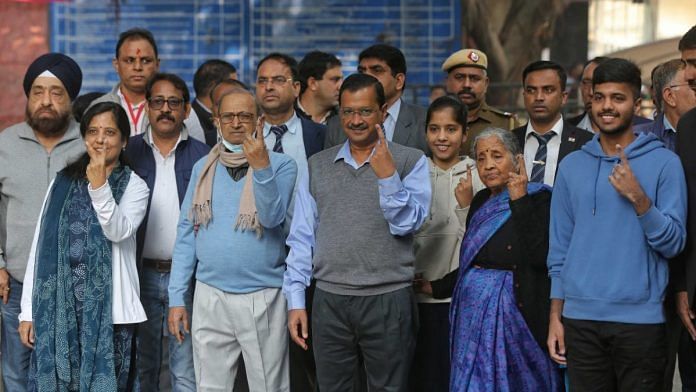 Delhi CM Arvind Kejriwal after casting vote in MCD polls Sunday | Suraj Singh Bisht | ThePrint